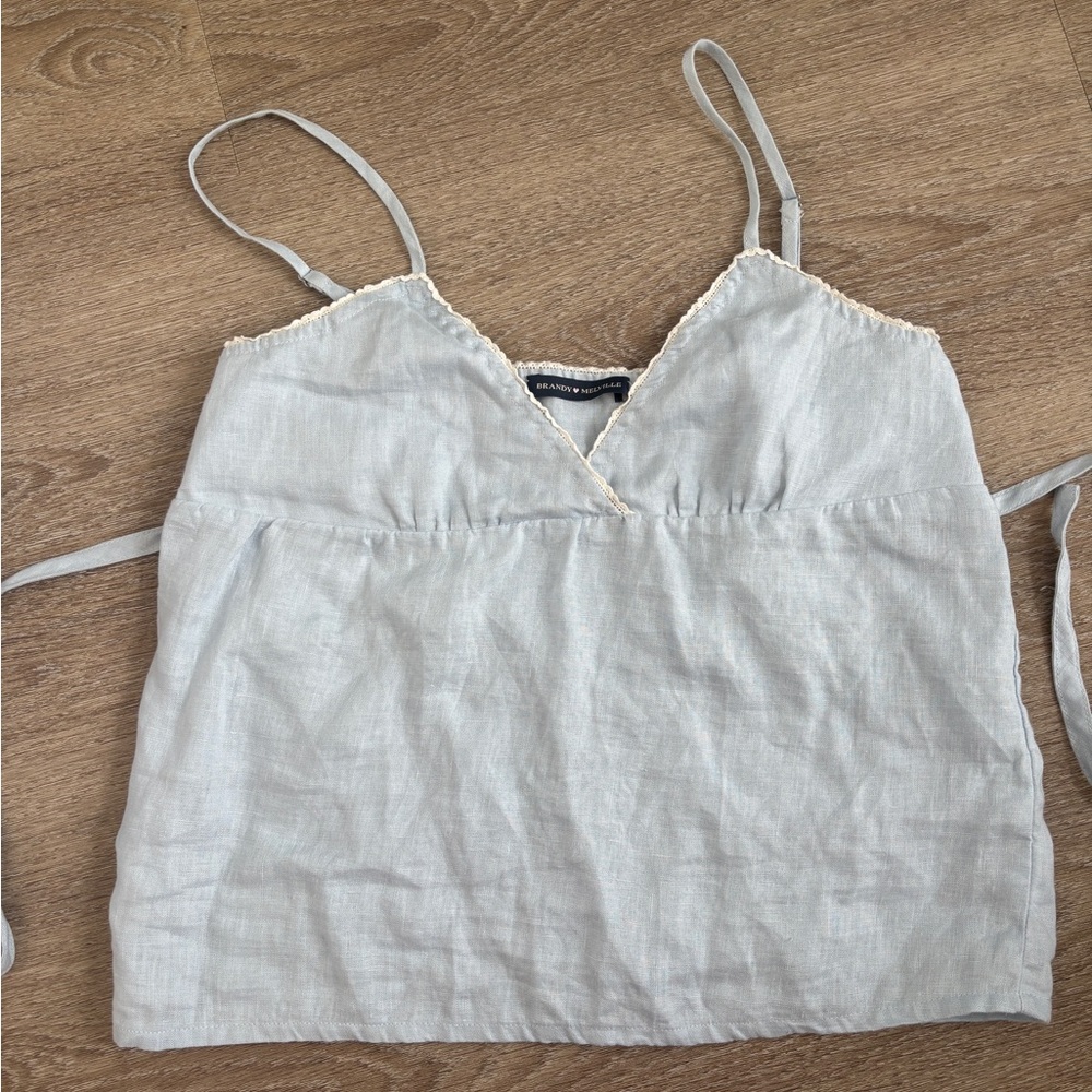 Brandy Melville Edith tank - linen, light blue